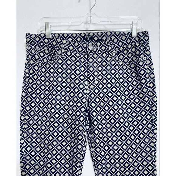 J Crew Womens 30 Geometric Print Skinny Jeans Navy Blue Stretch Pockets Boho - Picture 3 of 8